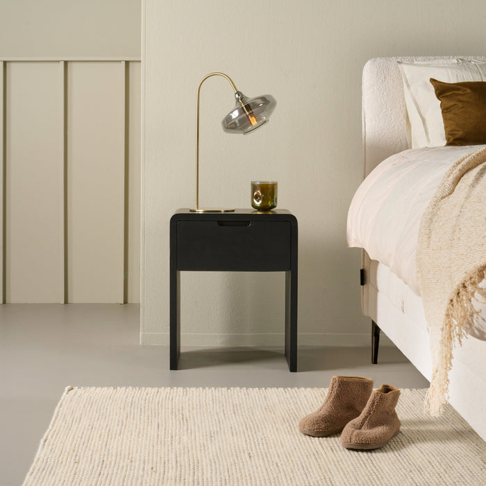Nachtkastje Laros - Hout - Mango|Zwart - Mangohout
