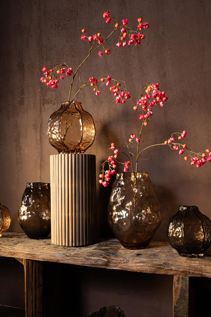 PTMD Narin Brown Irregular Shaped Glass Vase S