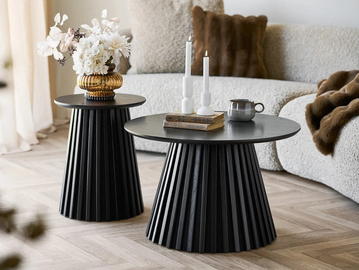 House Nordic Osaka Zwart Eiken Bijzettafel Rond