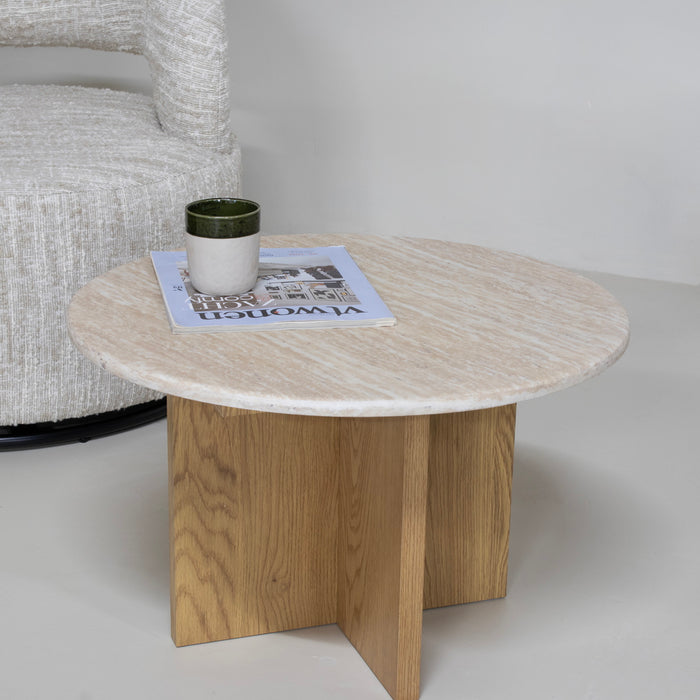 Giga Meubel - Salontafel Lichtbruin Marmer - Ø60x38cm - Faria