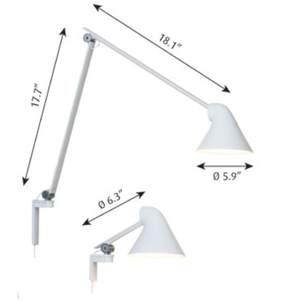 NJP long arm wandlamp LED grijs
