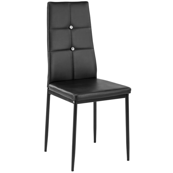 tectake® Eetkamerstoelen, kunstleer met strass steentjes - Set van 6
