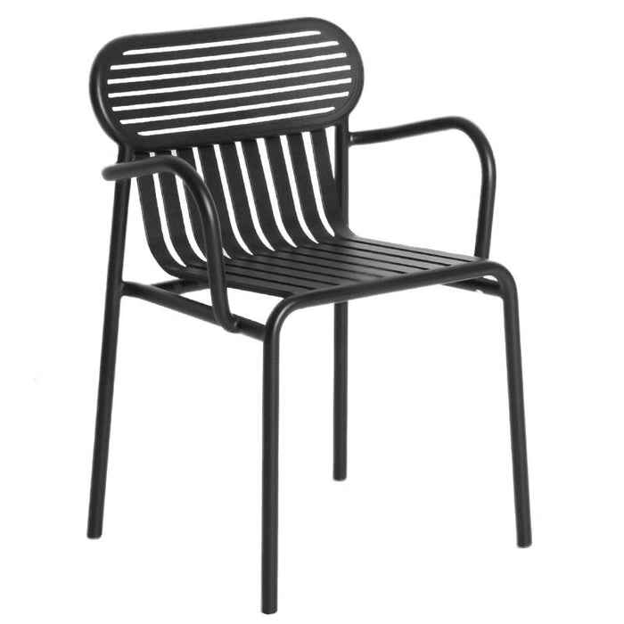 Week-end tuinstoel met armleuningen zwart