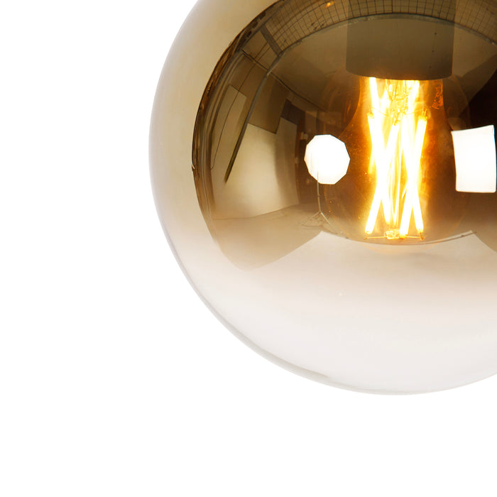 QAZQA Smart hanglamp zwart met goud glas 20 cm incl. Wifi A60 -