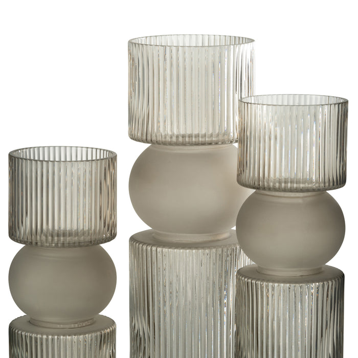 J-Line vaas|kaarshouder snoep - glas - grijs - large