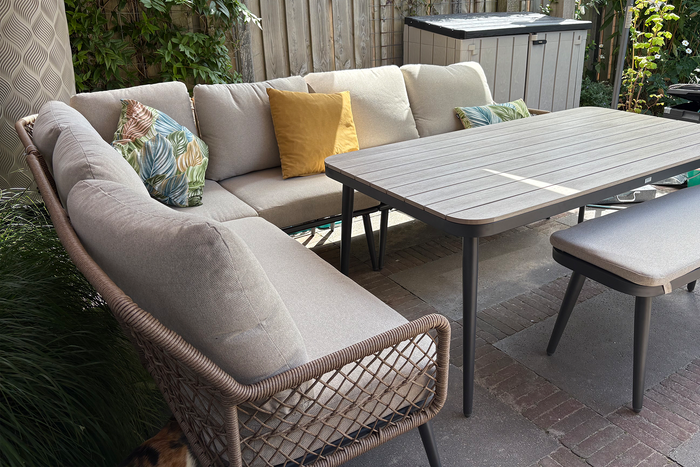 GI Allasio lounge-dining hoekset (5-delig) - Carbon black|Zand