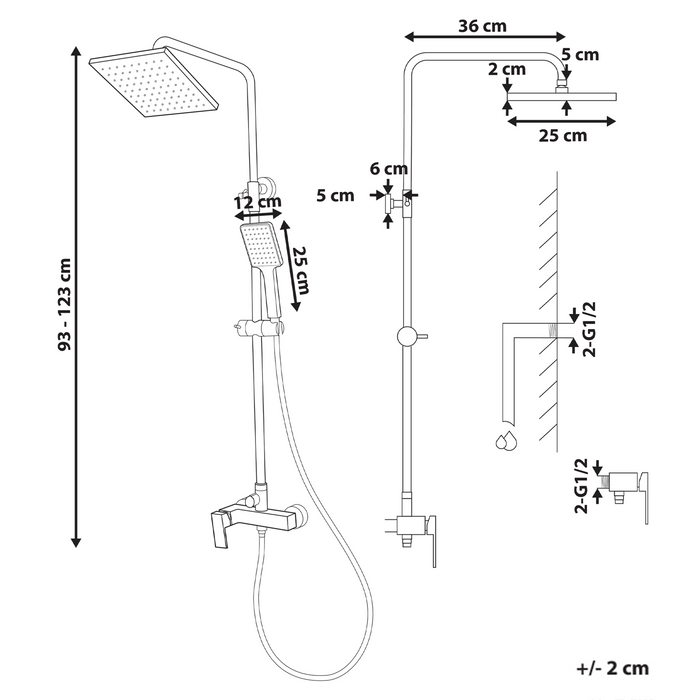 Beliani-COLORADA-Douchemengkraan set met regendouche-Goud-Messing