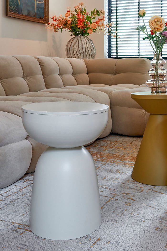 Mica Decorations Elliot Bijzettafel - H45 x Ø32 cm - IJzer - Off-white