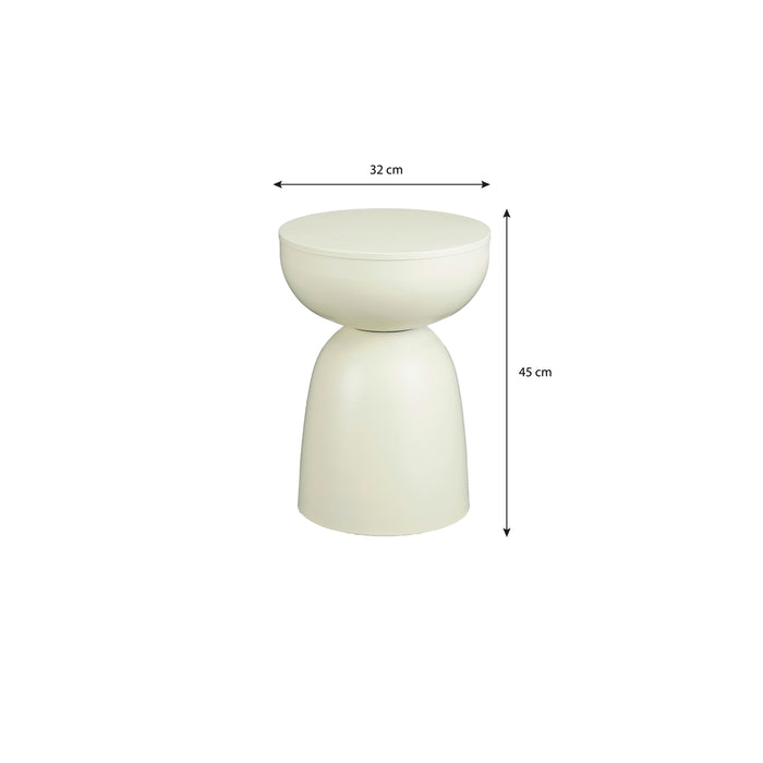 Mica Decorations Elliot Bijzettafel - H45 x Ø32 cm - IJzer - Off-white