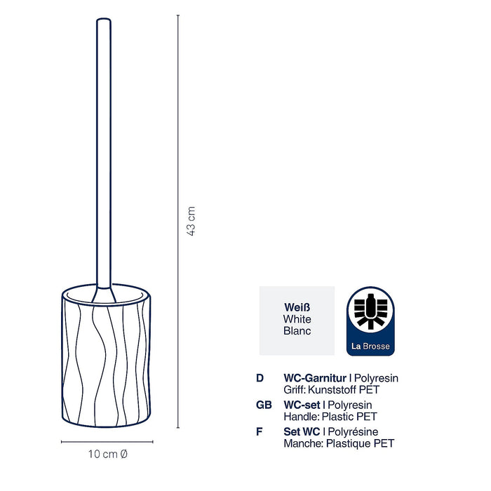 Toiletborstel met Houder, Polyresin, Wit - Kela | Merida