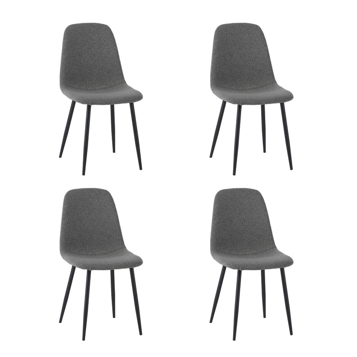 by fonQ basic Sweep Eetkamerstoel Bouclé - Set van 4 - Grijs