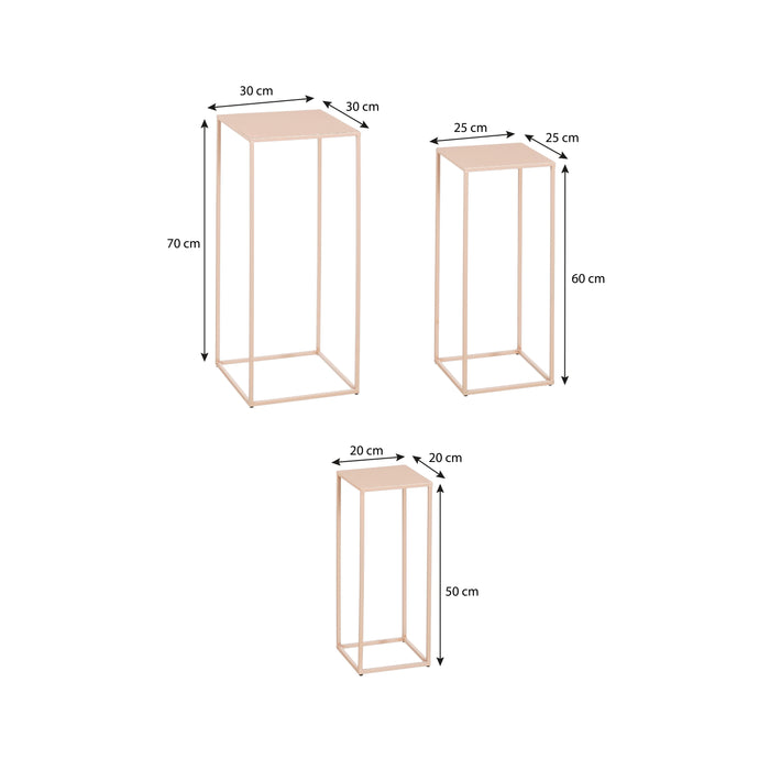 Mica Decorations Quinty Bijzettafel - Set van 3 - H70 cm - Lichtroze