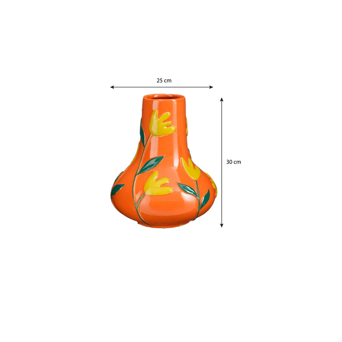 Mica Decorations Ava Vaas - H30 x Ø25 cm - Keramiek - Oranje
