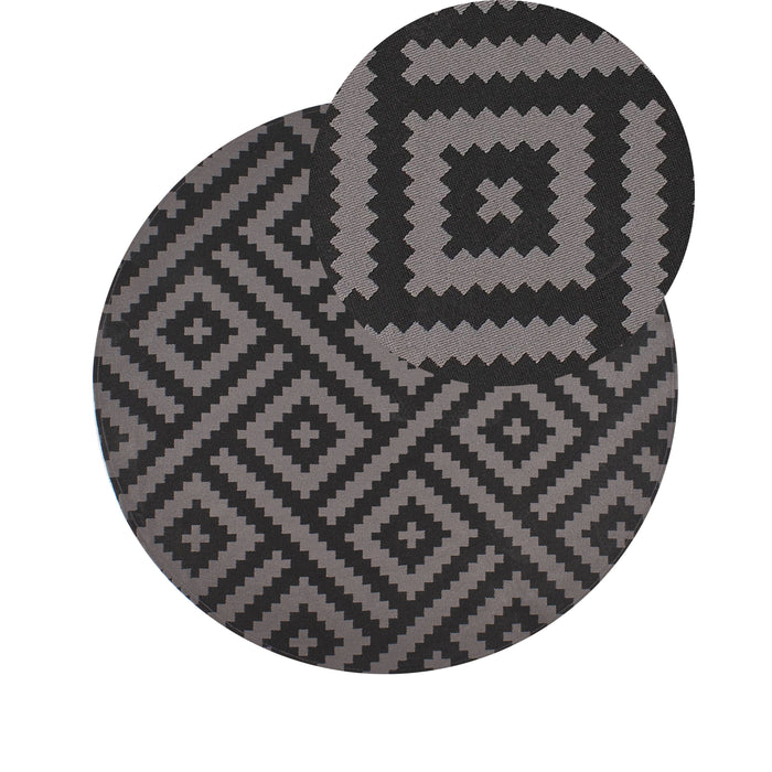 Beliani-AJMER-Outdoor vloerkleed-Grijs|Zwart-120 cm-Polypropyleen