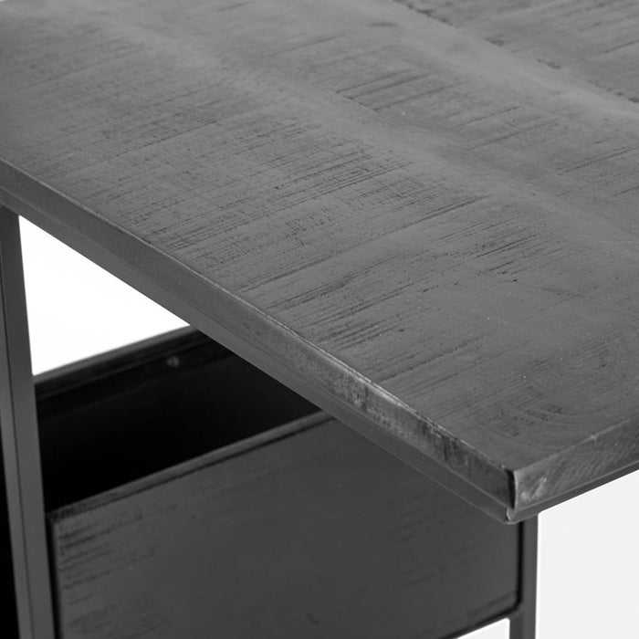 Vtw Living - Bijzettafel Mangohout Zwart - Industrieel - 48x32x55 cm