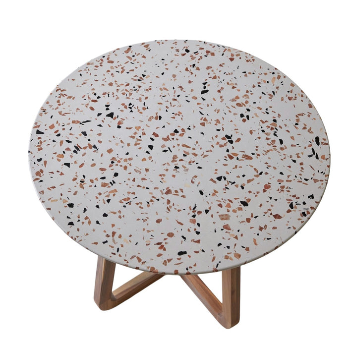 Tikamoon - Ronde tafel van premium terrazzo en massief acaciahout 90 …