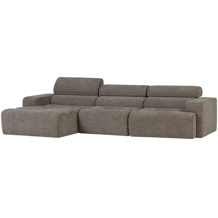 WOOOD Novi Chaise Longue Bank Links - Polyester - Grijs Melange