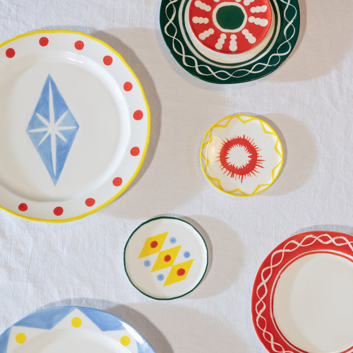 &k amsterdam Festivo Bord Ø 22,5 cm - Groen - Set van 2