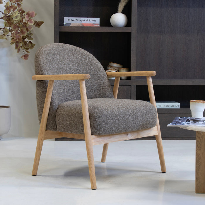 DÉJA Living - Fauteuil Taupe Stof|Eiken - 65x72x81cm - Skövde