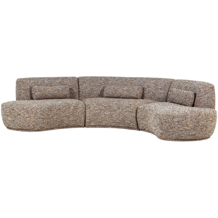 WOOOD Batavier Half Ronde Bank 6-Zits - Polyester - Lichtbruin Melange