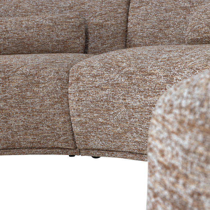 WOOOD Batavier Half Ronde Bank 6-Zits - Polyester - Lichtbruin Melange