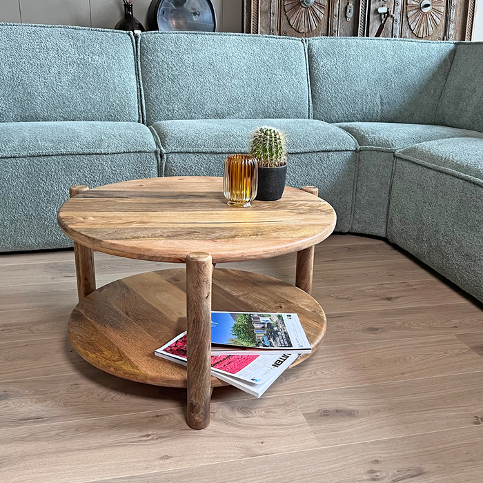Mango salontafel naturel rond 75 cm