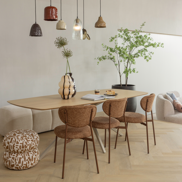 WOOOD Anic Poef - Polyester - Grafisch Patroon - Bruin - 40x43x43