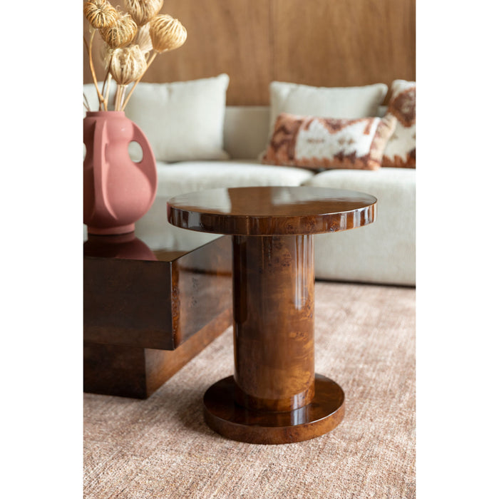Dutchbone Quinn Bijzettafel Rond 46 cm Walnootkleur - Bruin