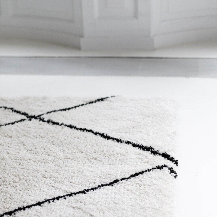 Interieur05 berber vloerkleed hoogpolig wit|zwart - scandinavisch -...