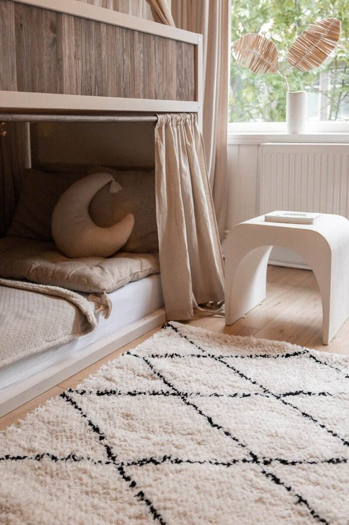 Interieur05 berber vloerkleed hoogpolig wit|zwart - scandinavisch -...