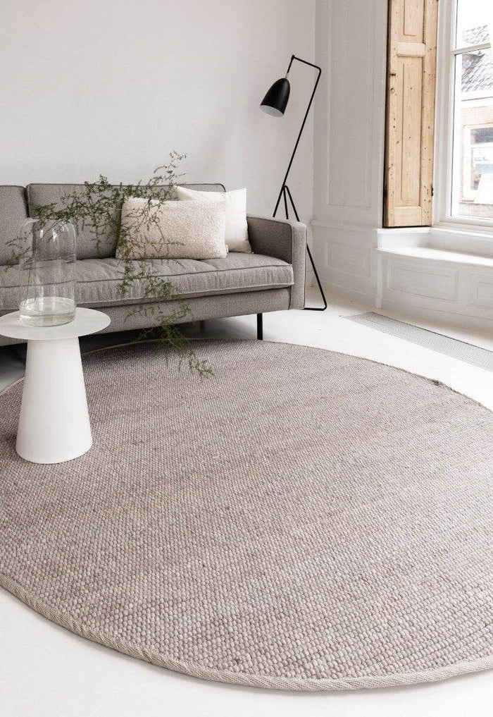 Interieur05 Rond Wollen Vloerkleed Grijs|Beige Vik - 240 x 240 cm