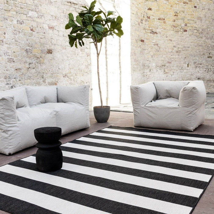 Eva Interior Buitenkleed Stripes zwart|wit dubbelzijdig - 160 x 230 cm