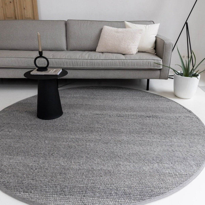 Interieur05 Rond Wollen Vloerkleed Donkergrijs Vik - 200 x 200 cm