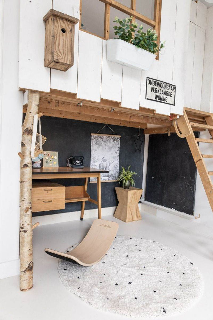 Interieur05 Rond Kindervloerkleed hoogpolig Cream|Zwart - Dots