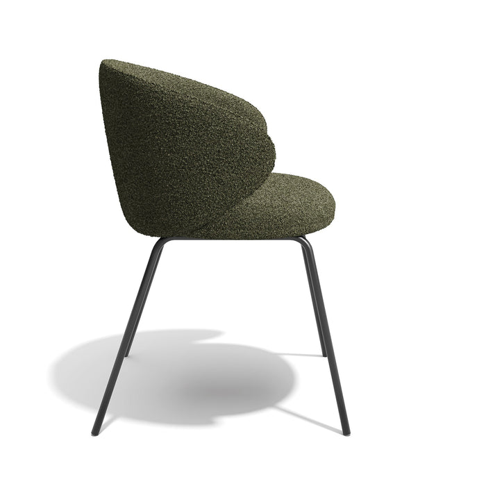 Set van 2 kaki bouclé stoelen met zwarte poten