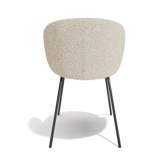 Set van 2 crèmekleurige bouclé stoelen met zwarte poten