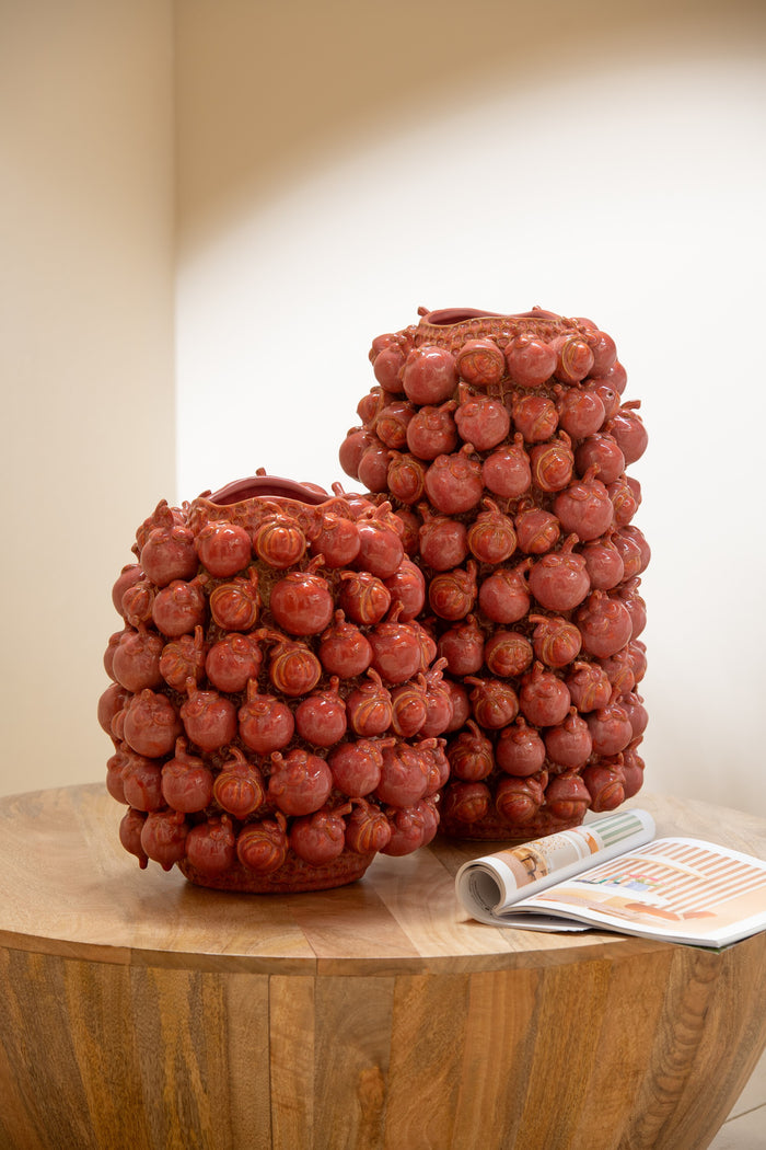 J-Line vaas Botanica - kermaiek - koper|roze - small - Ø 31 cm