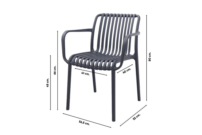 VDG Stripe stapelbare tuinstoel - Antraciet