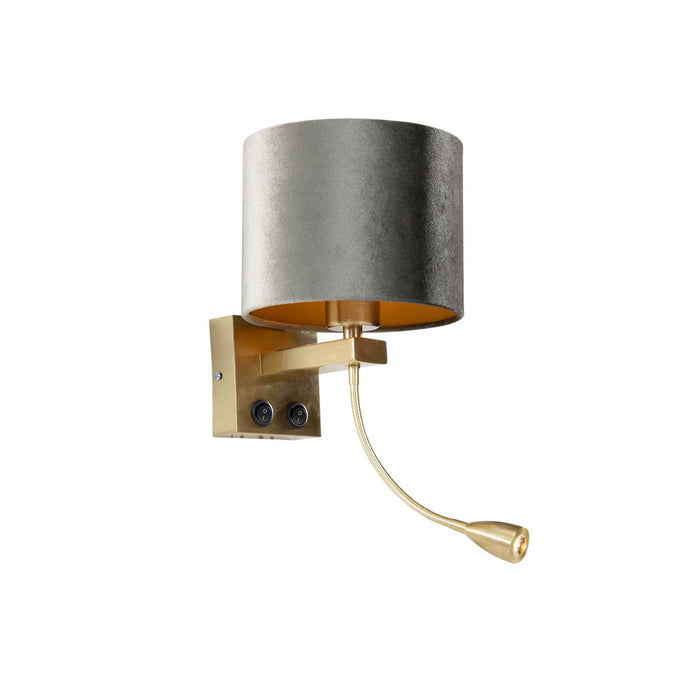 QAZQA Wandlamp brons met velours kap groen 18cm - Brescia