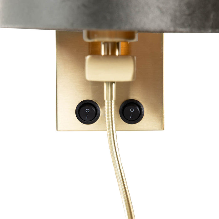 QAZQA Wandlamp brons met velours kap groen 18cm - Brescia