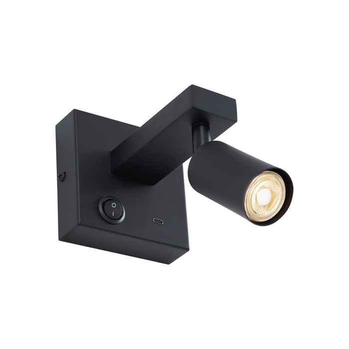 QAZQA Moderne wandlamp zwart met USB-C kantelbaar - Rex
