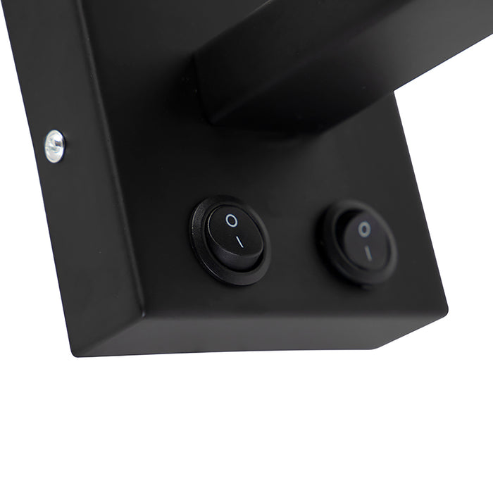 QAZQA Wandlamp zwart met velours lampenkap blad dessin met gouden