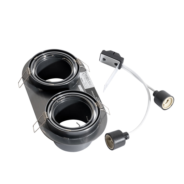 QAZQA Set van 6 inbouwspots gunmetal GU10 70mm kantelbaar 2-lichts -