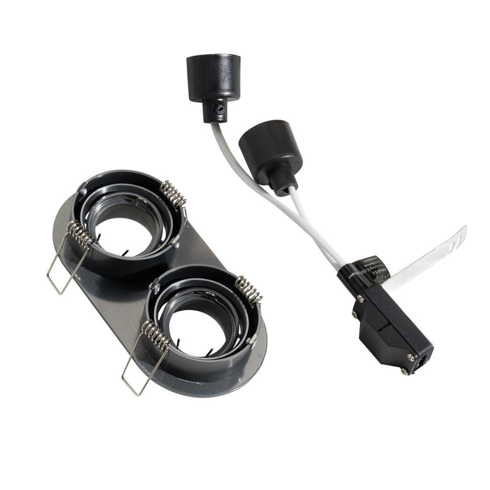 QAZQA Set van 6 inbouwspots gunmetal GU10 35mm kantelbaar 2-lichts -