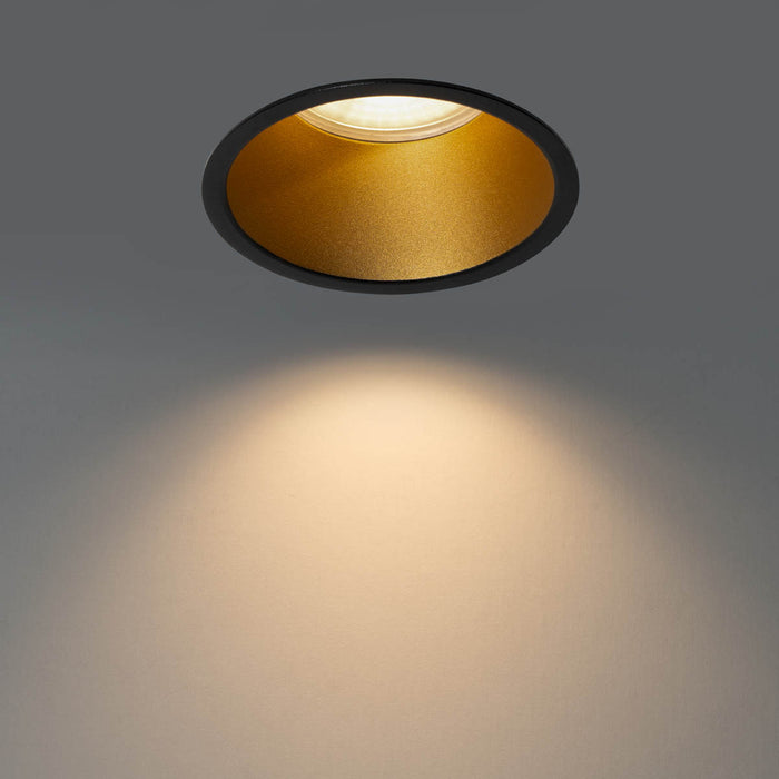 QAZQA Set van 6 moderne inbouwspots zwart met goud GU10 70mm IP44 -