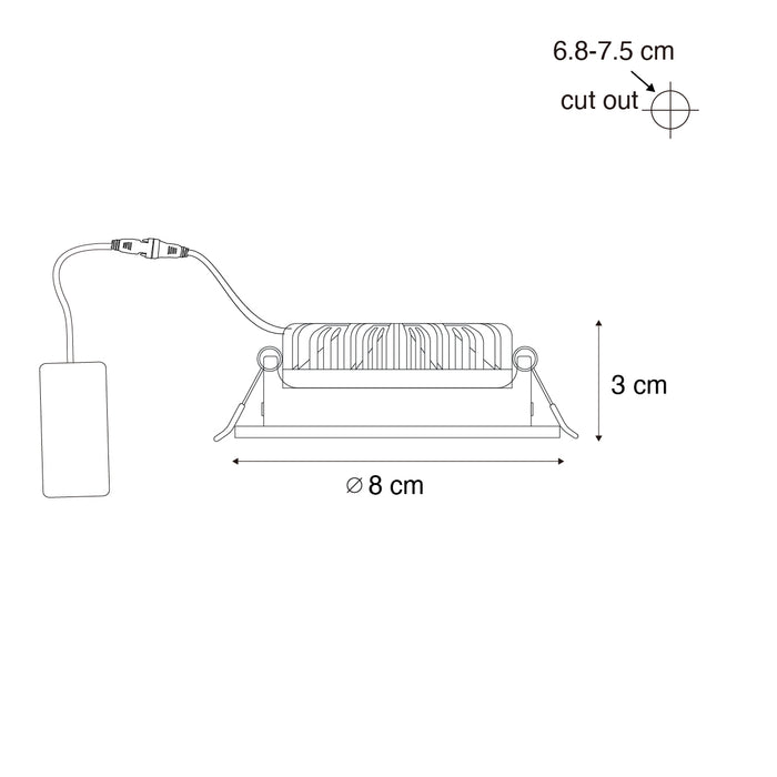 QAZQA Set van 6 inbouwspots zwart kantelbaar 8,2cm incl. LED dim to