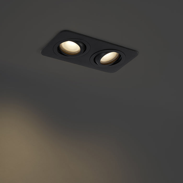 QAZQA Set van 6 Afgeronde inbouwspot zwart GU10 50mm draai- en