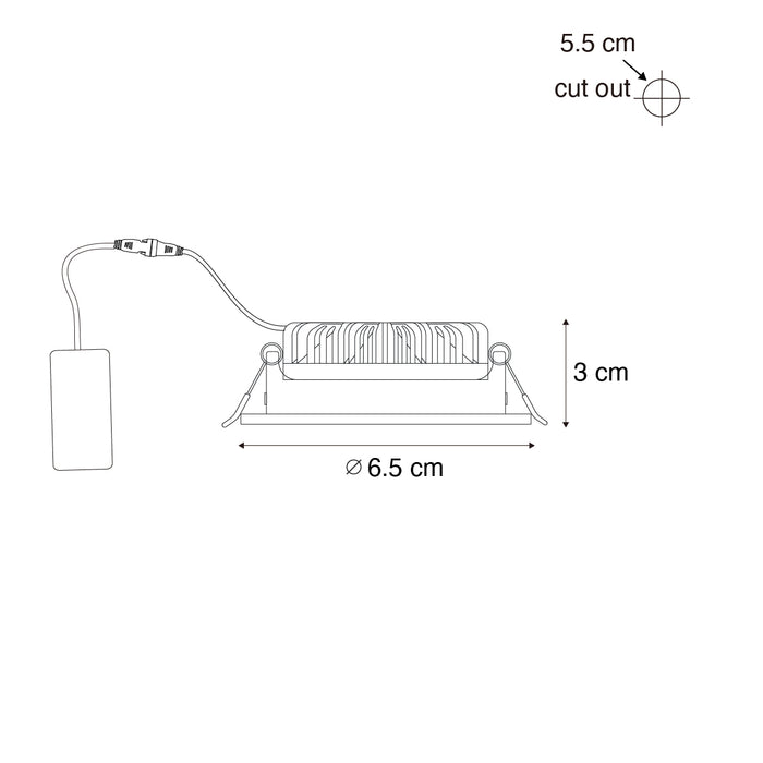 QAZQA Set van 6 inbouwspots zwart kantelbaar 6,5cm incl. LED IP54