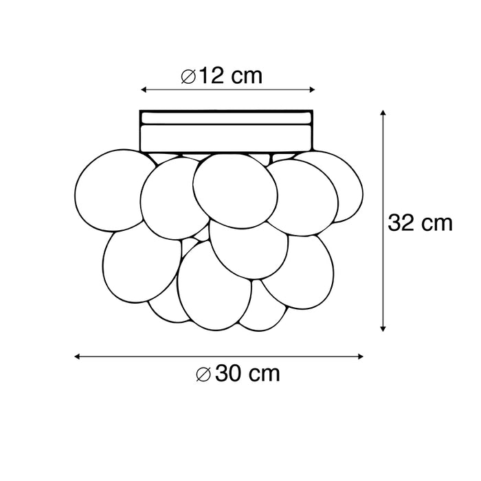 QAZQA Smart plafondlamp zwart met amber glas 3-lichts incl. 3 Wifi G9