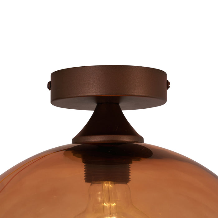 QAZQA Art Deco plafondlamp donkerbrons met bruin glas - Sandra